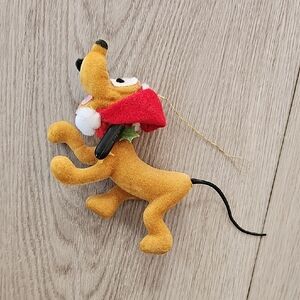 Vintage Disney Flocked Pluto 3.5" Christmas Ornament